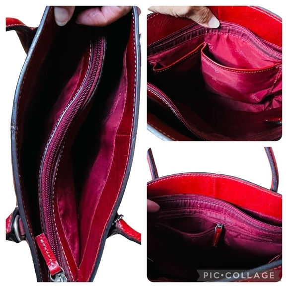 Fossil’s Vintage Genuine Crimson Red Leather Zip Cross Body Hobo Satchel, ZB9018 - Picture 12 of 16